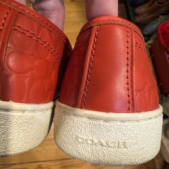 Coach Red Leather Symbol Embossed Slip-On Sneakers. Size 8.5 - Picture 13 of 13